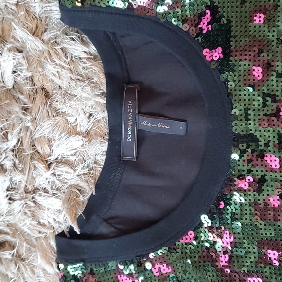 BCBG MAXAZRIA sequin and silk oversized top - Picture 8 of 13